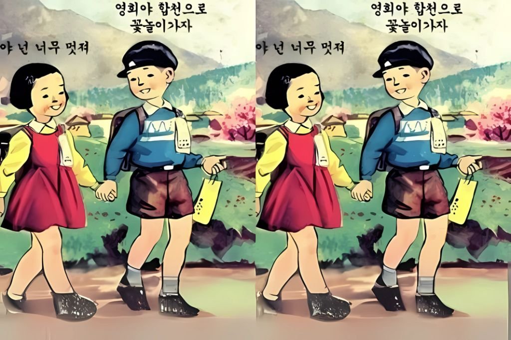image of Young-hee and Chul-su from South Korean elementary school textbooks
